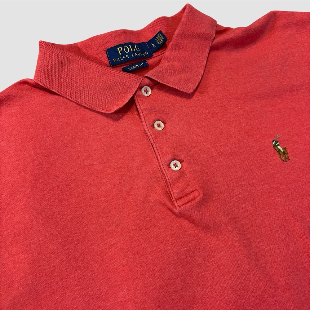 Polo Ralph Lauren Classic Fit Men's Large Coral Polo Shirt Flesh Pony